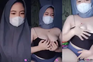 ABG Jilbab Masker Remas Nenen Sampe Basah