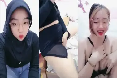 Hijab Hitam Live Pamer Tubuh Mulus Memek Basah Becek