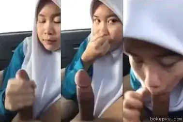 Hijab Remaja Ngemut Kontol di Jok Mobil Gelap